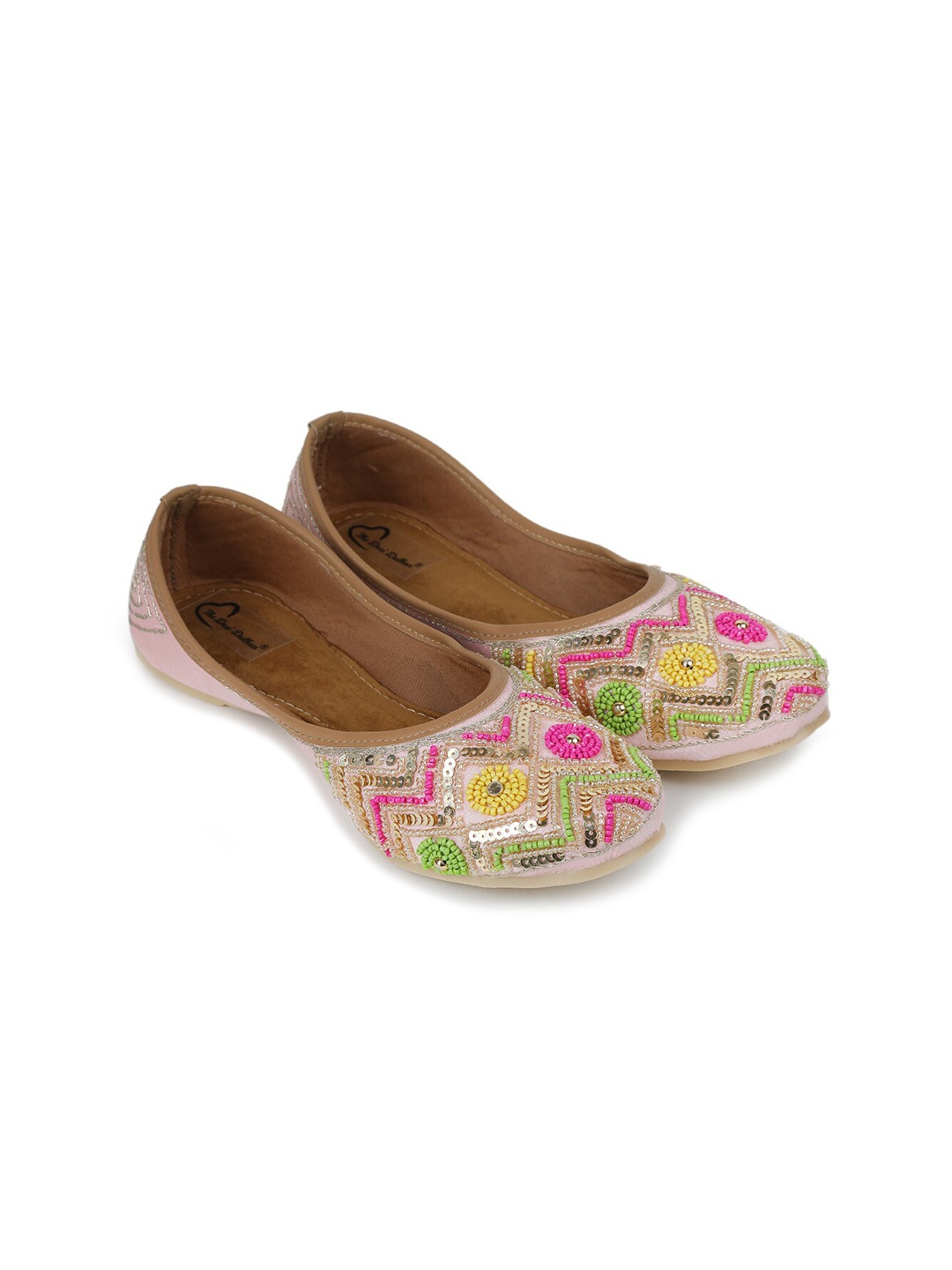 

The Desi Dulhan Women Sequined Ethnic Mojaris, Pink