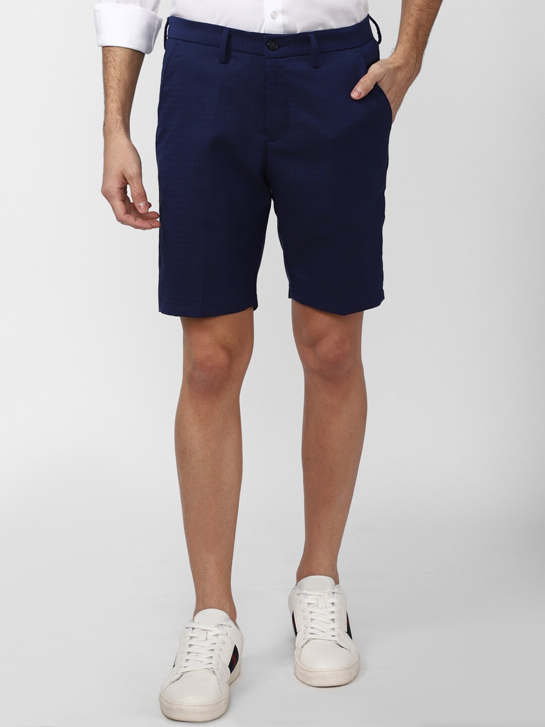 

Peter England Men Mid-Rise Slim Fit Shorts, Navy blue