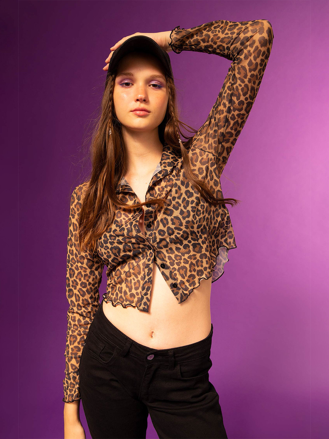 

DeFacto Women Animal Printed Semi Sheer Casual Shirt, Brown