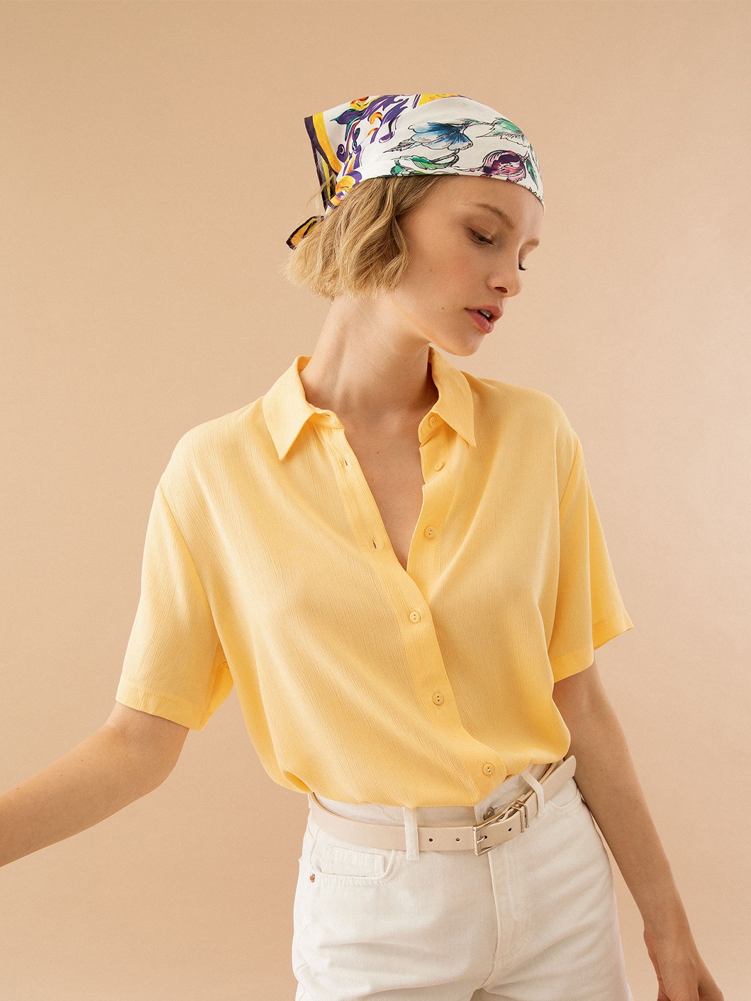 

DeFacto Women Drop Shoulder Sleeves Casual Shirt, Yellow