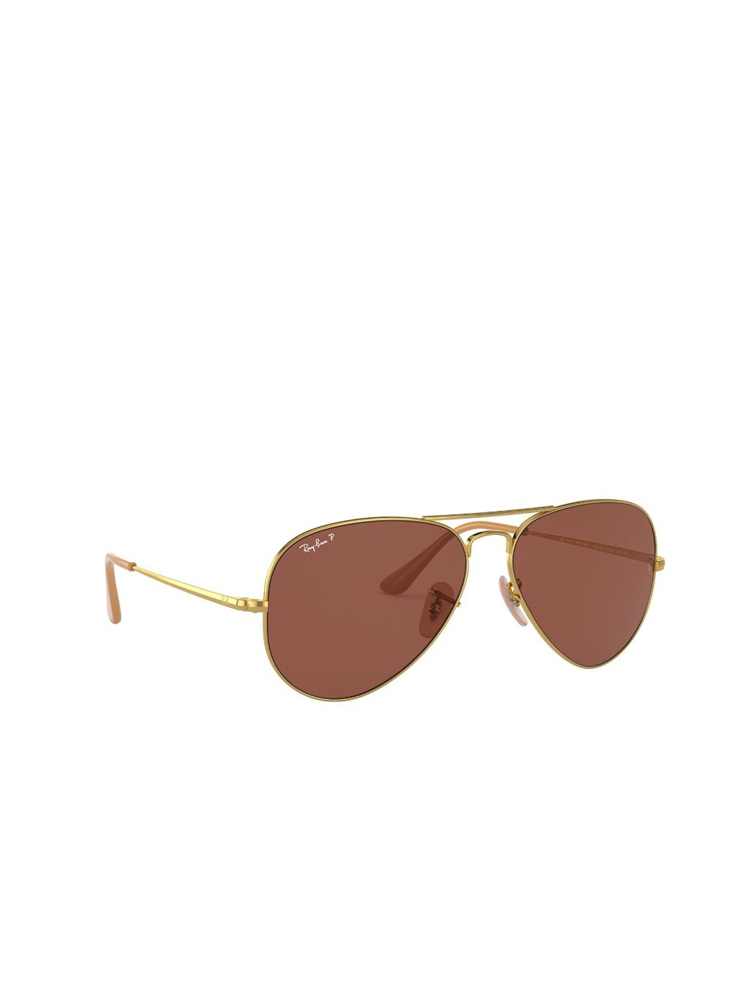 

Ray-Ban Unisex Polarized Violet Lens Pilot Sunglasses - 0RB36899064AF62, Gold