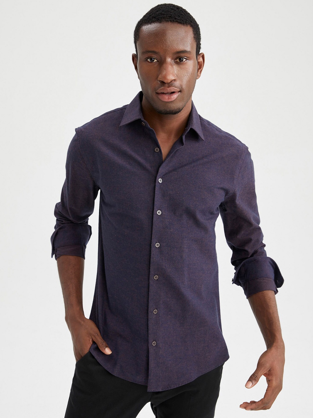 

DeFacto Men Casual Shirt, Blue