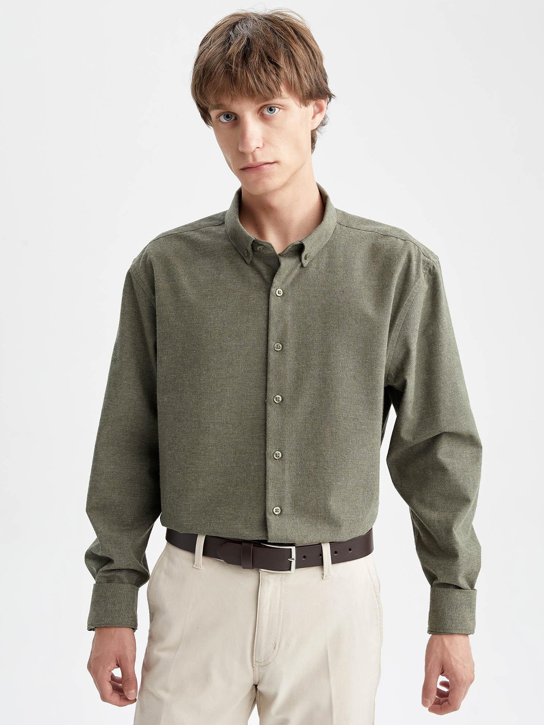 

DeFacto Men Cotton Casual Shirt, Khaki