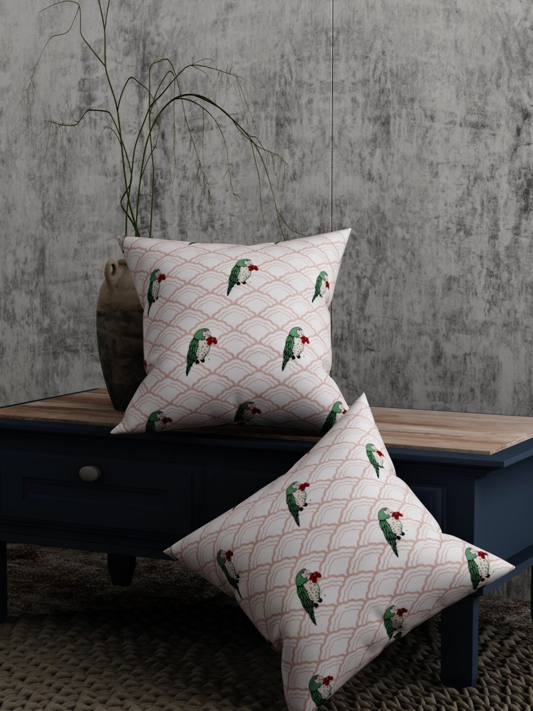 

EverHOME Set of 2 Geometric Square Cushion Covers, White