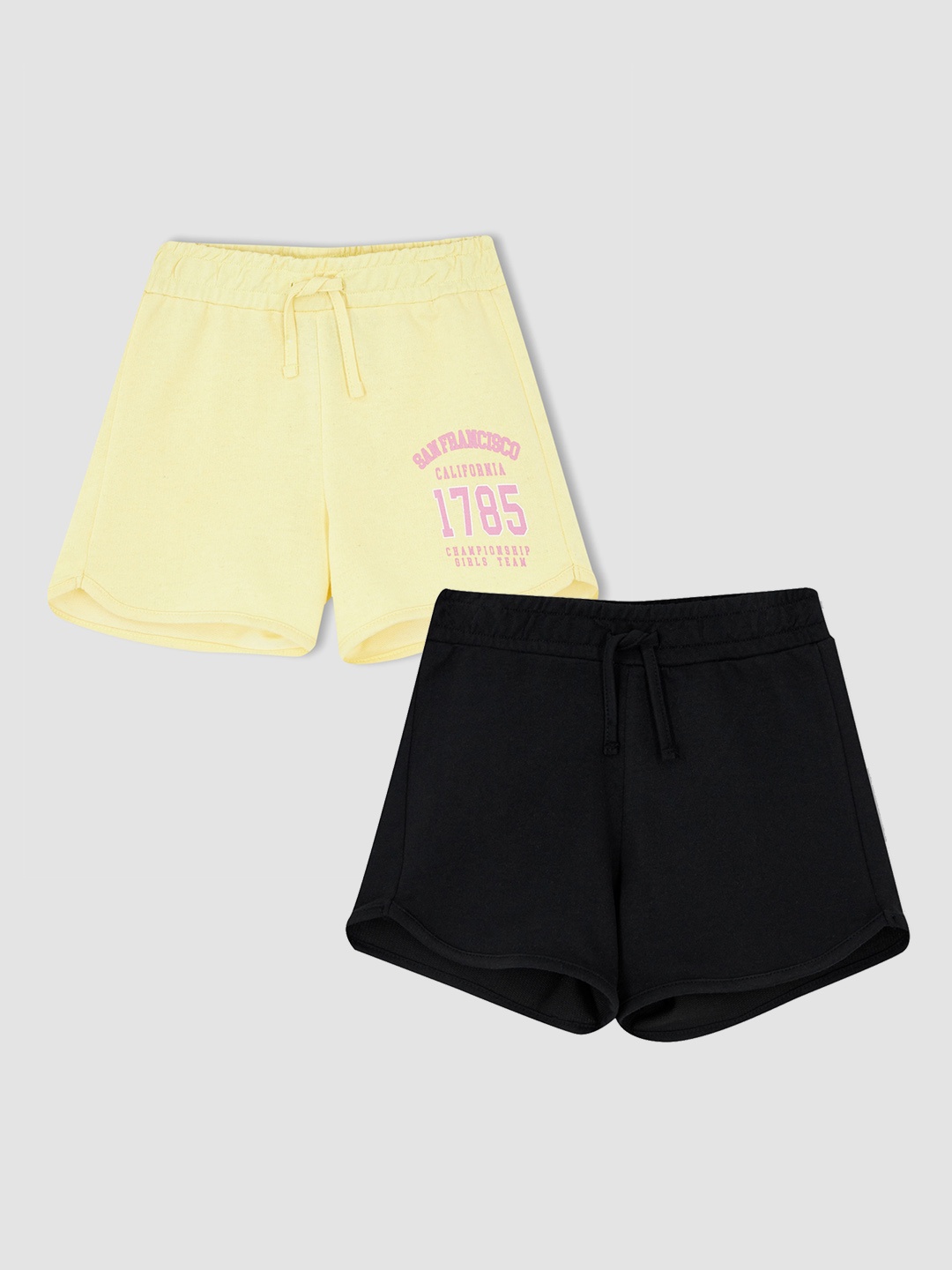 

DeFacto Girls Pack Of 2 Cotton Shorts, Yellow