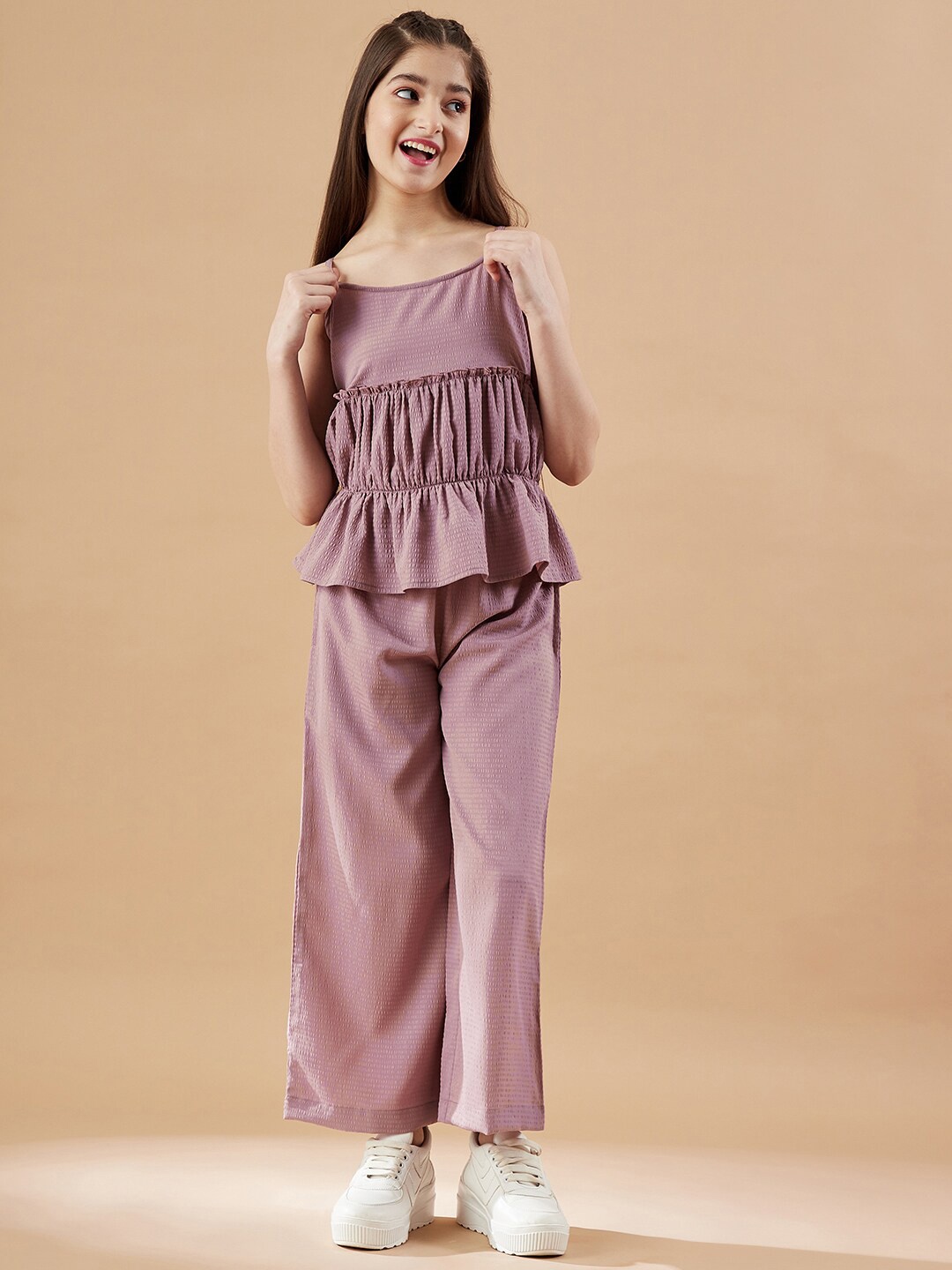

Cherry & Jerry Girls Top with Trousers Set, Peach