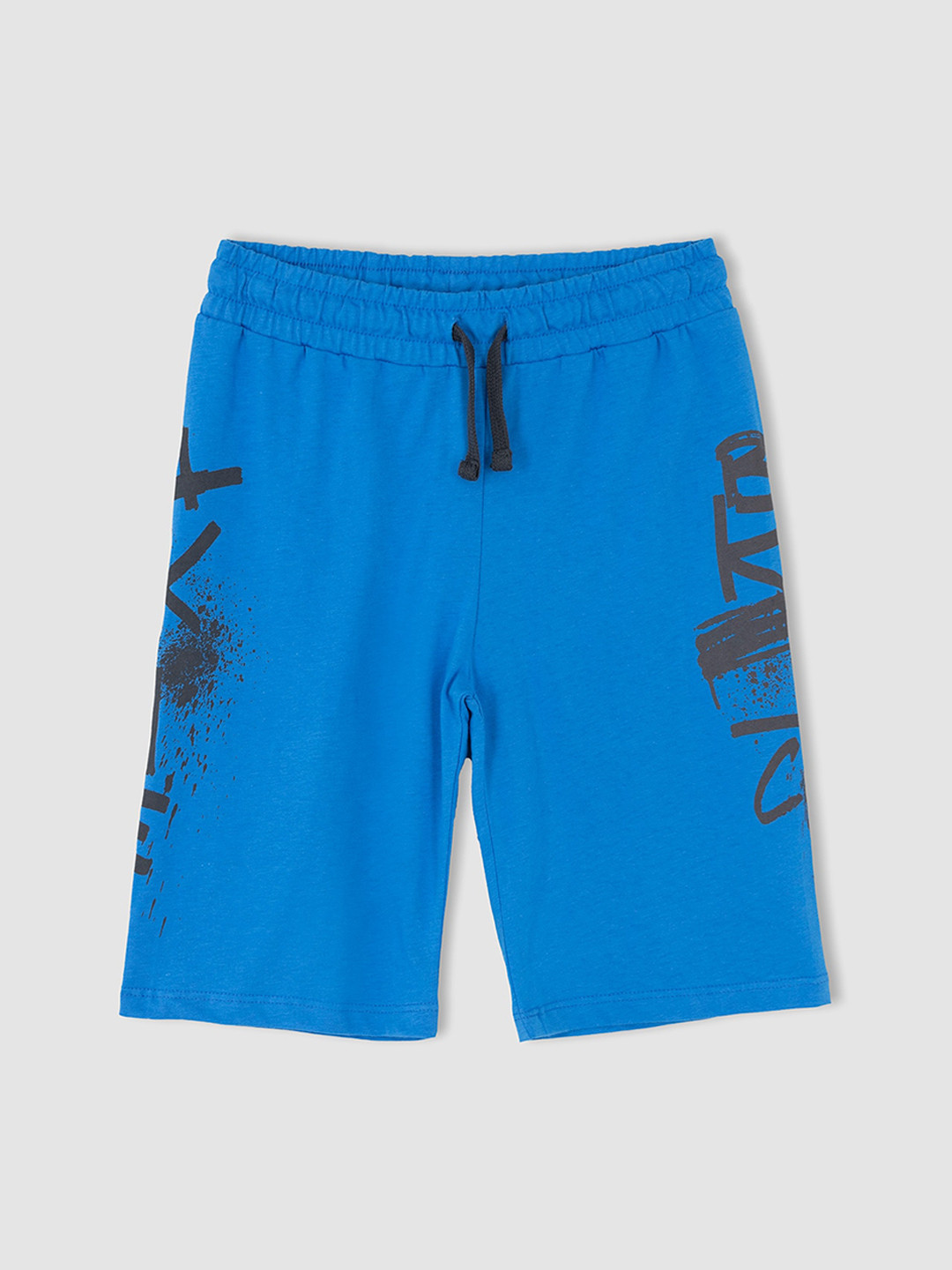 

DeFacto Boys Typography Printed Pure Cotton Shorts, Blue