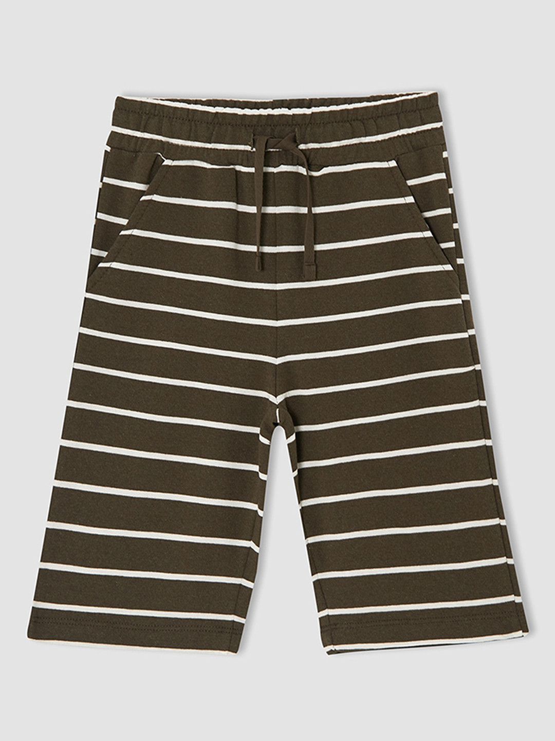 

DeFacto Boys Mid-Rise Striped Shorts, Khaki