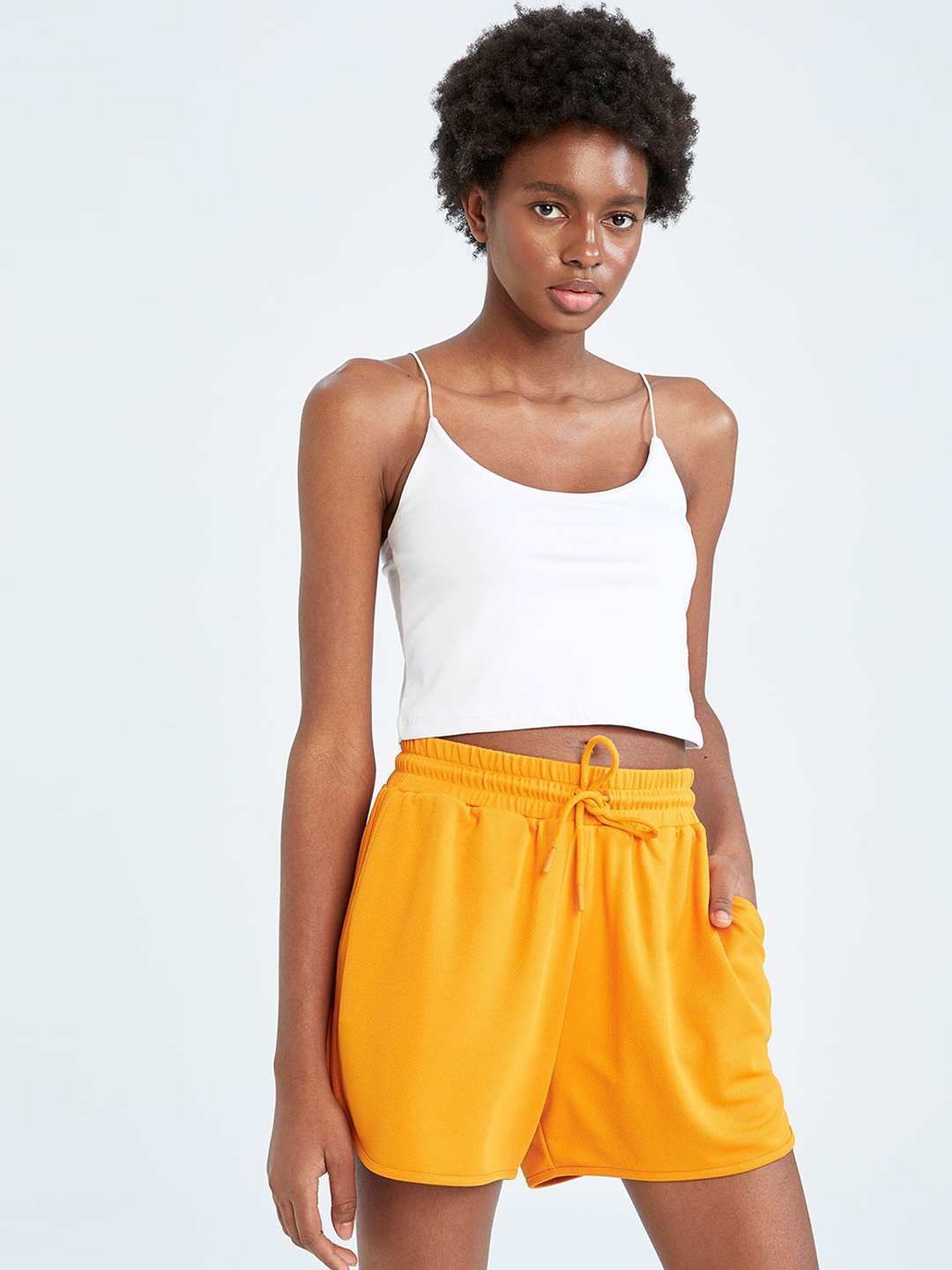 

DeFacto Women Mid-Rise Shorts, Yellow