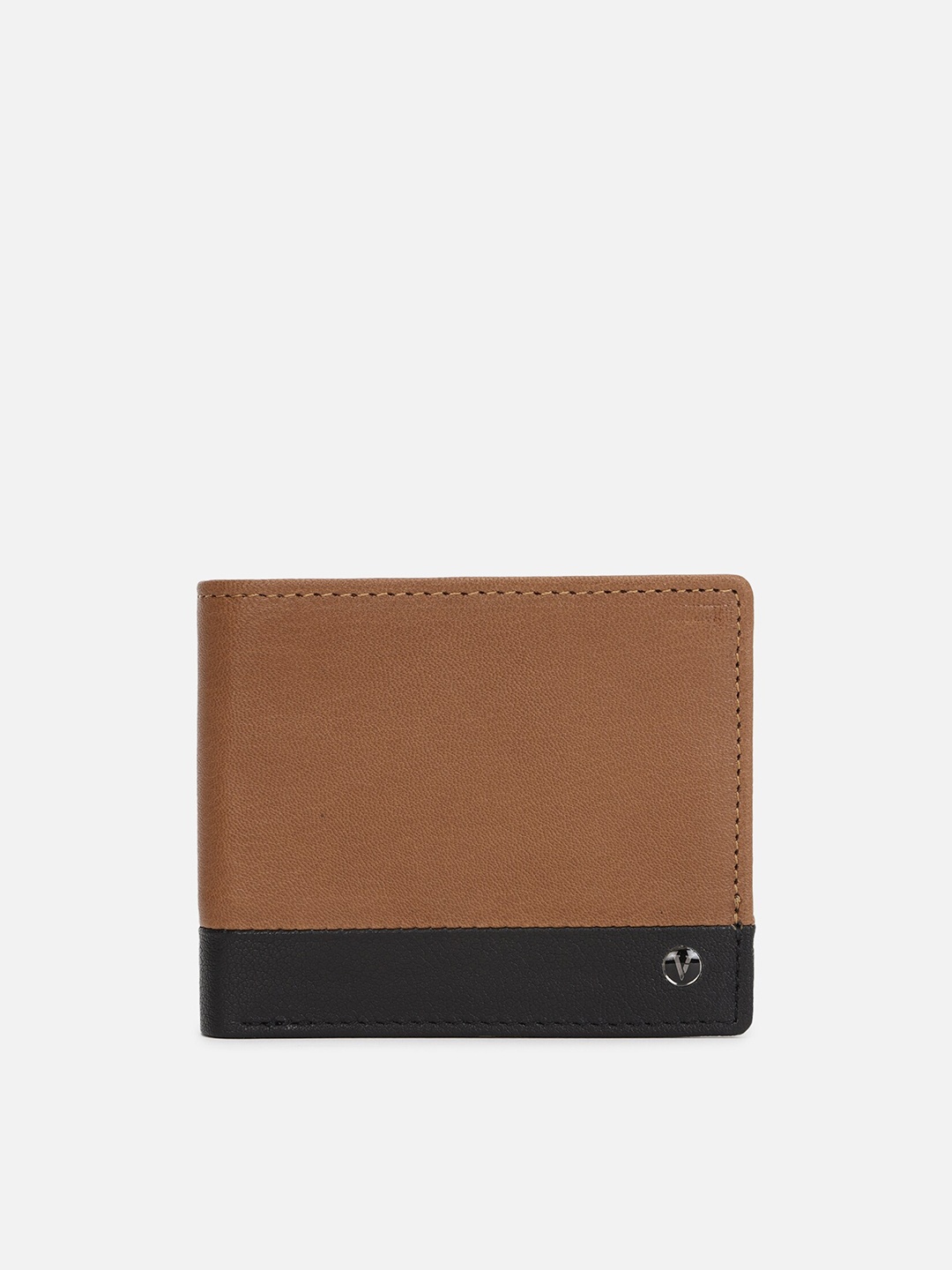 

Van Heusen Men Colourblocked Leather Two-Fold Wallet, Tan