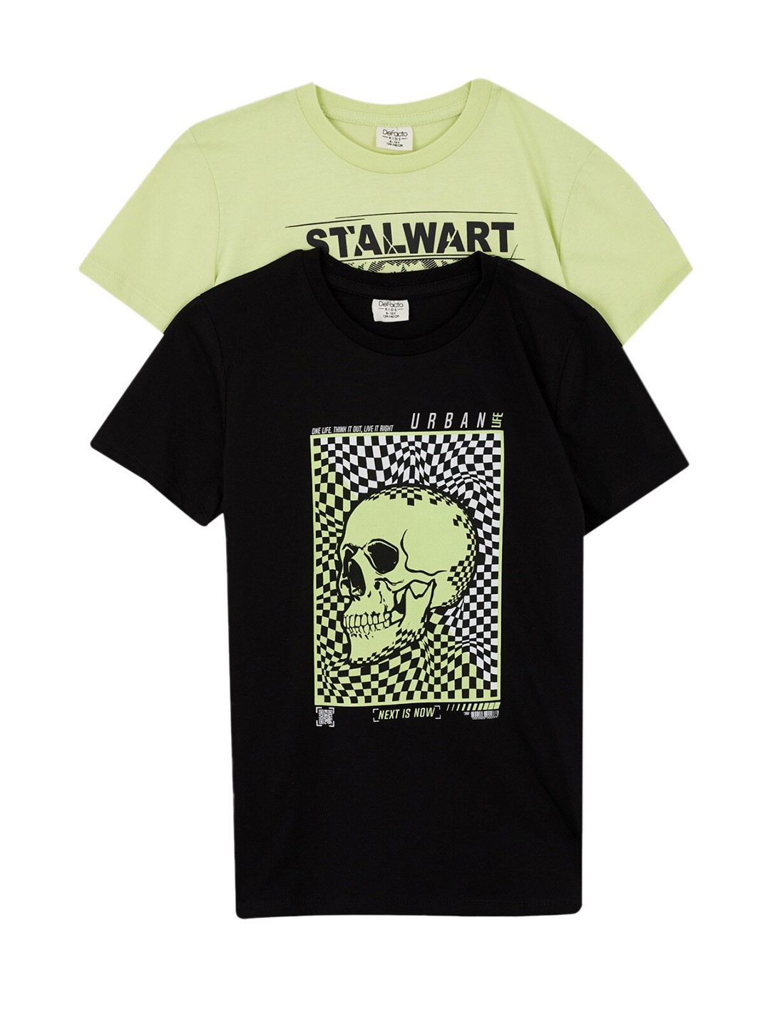

DeFacto Boys Pack Of 2 Printed Pure Cotton T-shirt, Black