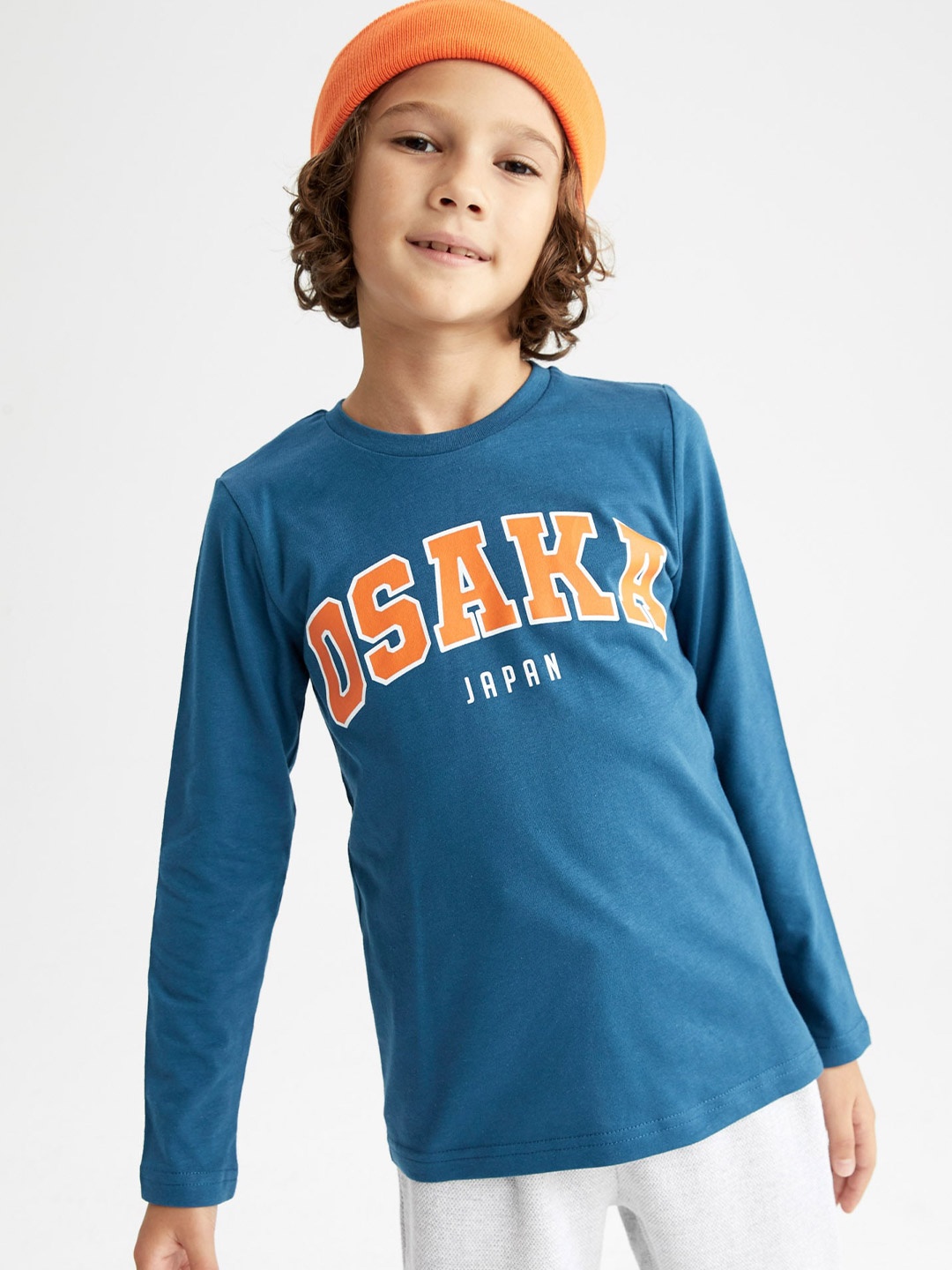 

DeFacto Boys Typography Printed Pure Cotton T-shirt, Blue
