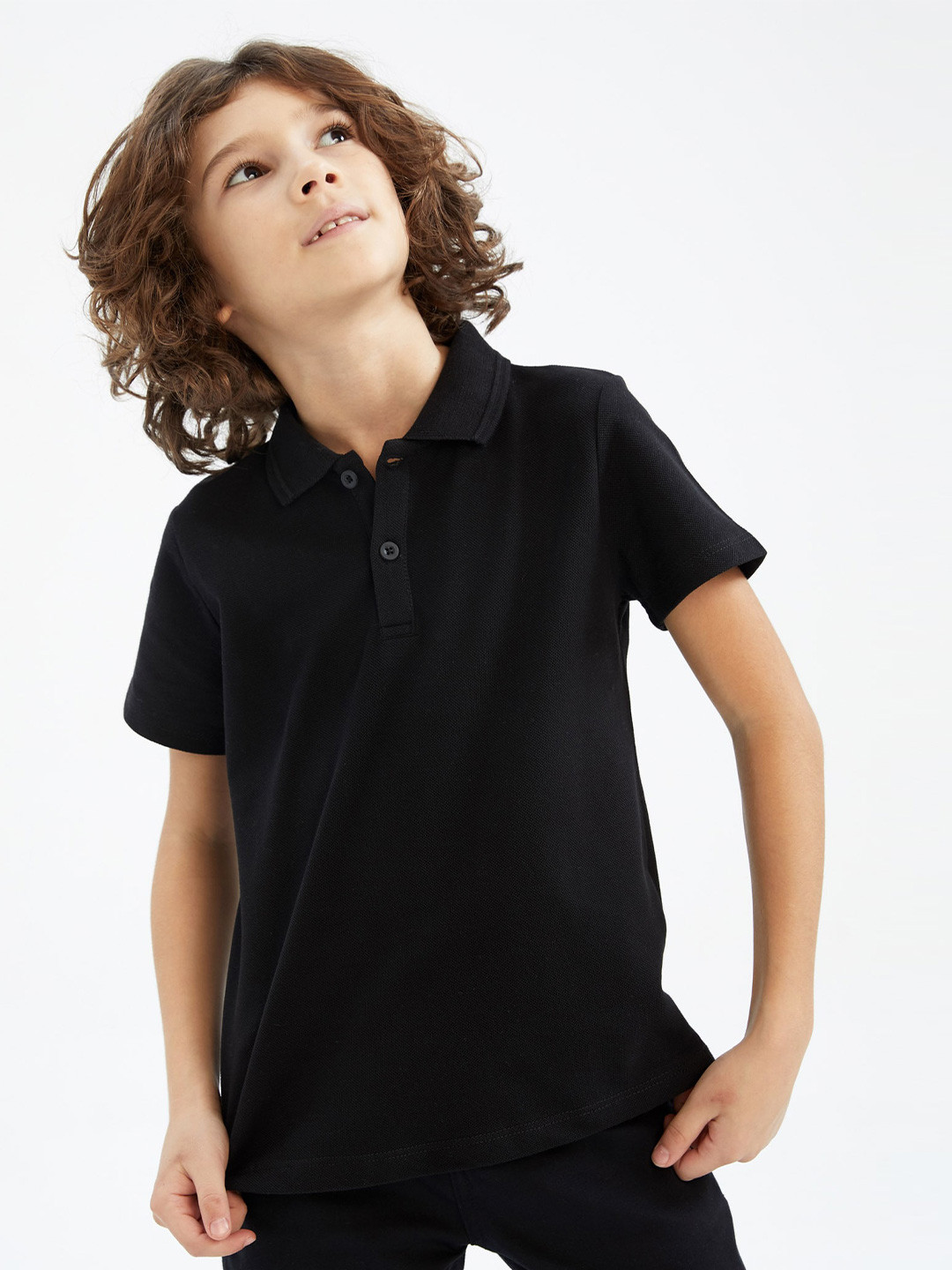 

DeFacto Boys Polo Collar Pure Cotton T-shirt, Black