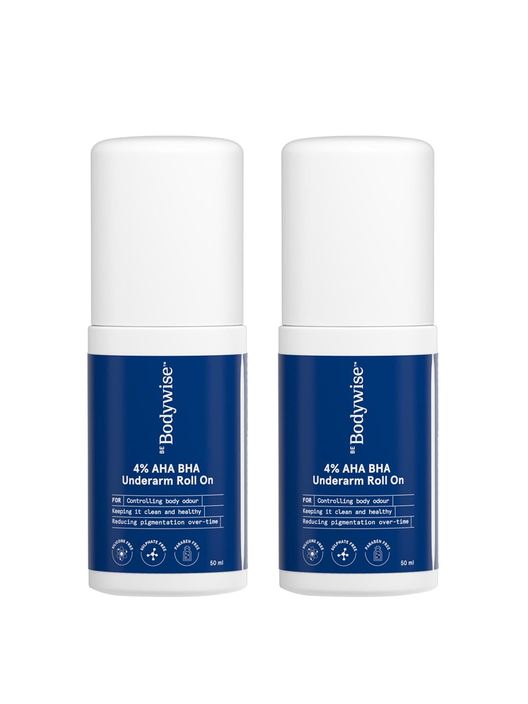 

Be Bodywise Set Of 2 Women 4% AHA BHA Underarm Roll On - 50ml Each, Blue