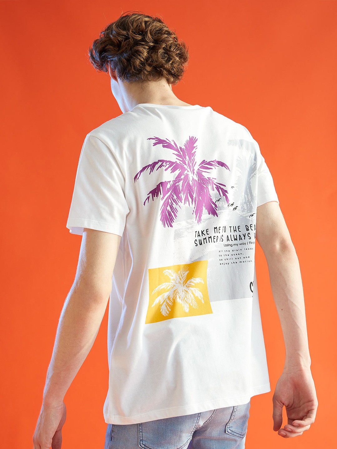

DeFacto Men Printed Cotton T-shirt, White