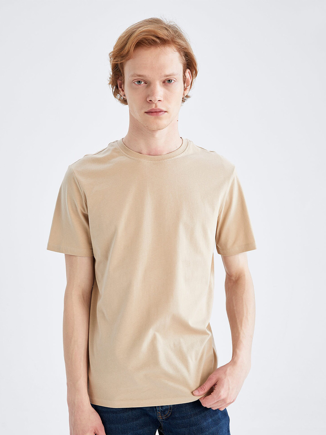 

DeFacto Men Pure Cotton T-shirt, Beige