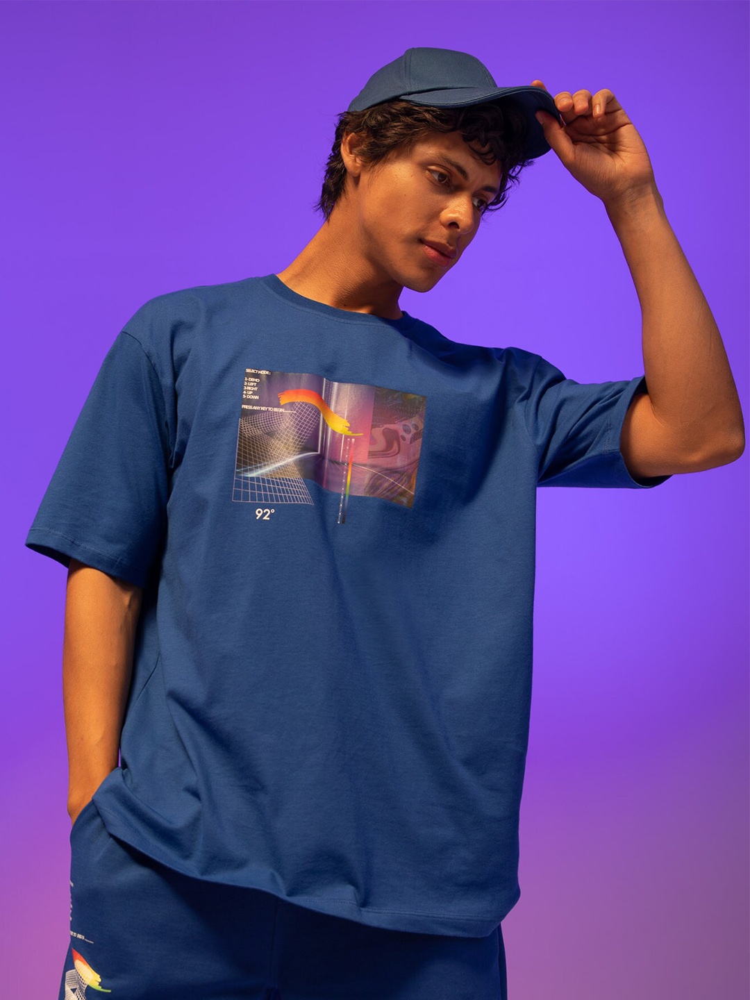 

DeFacto Men Pure Cotton Graphic Printed T-shirt, Blue