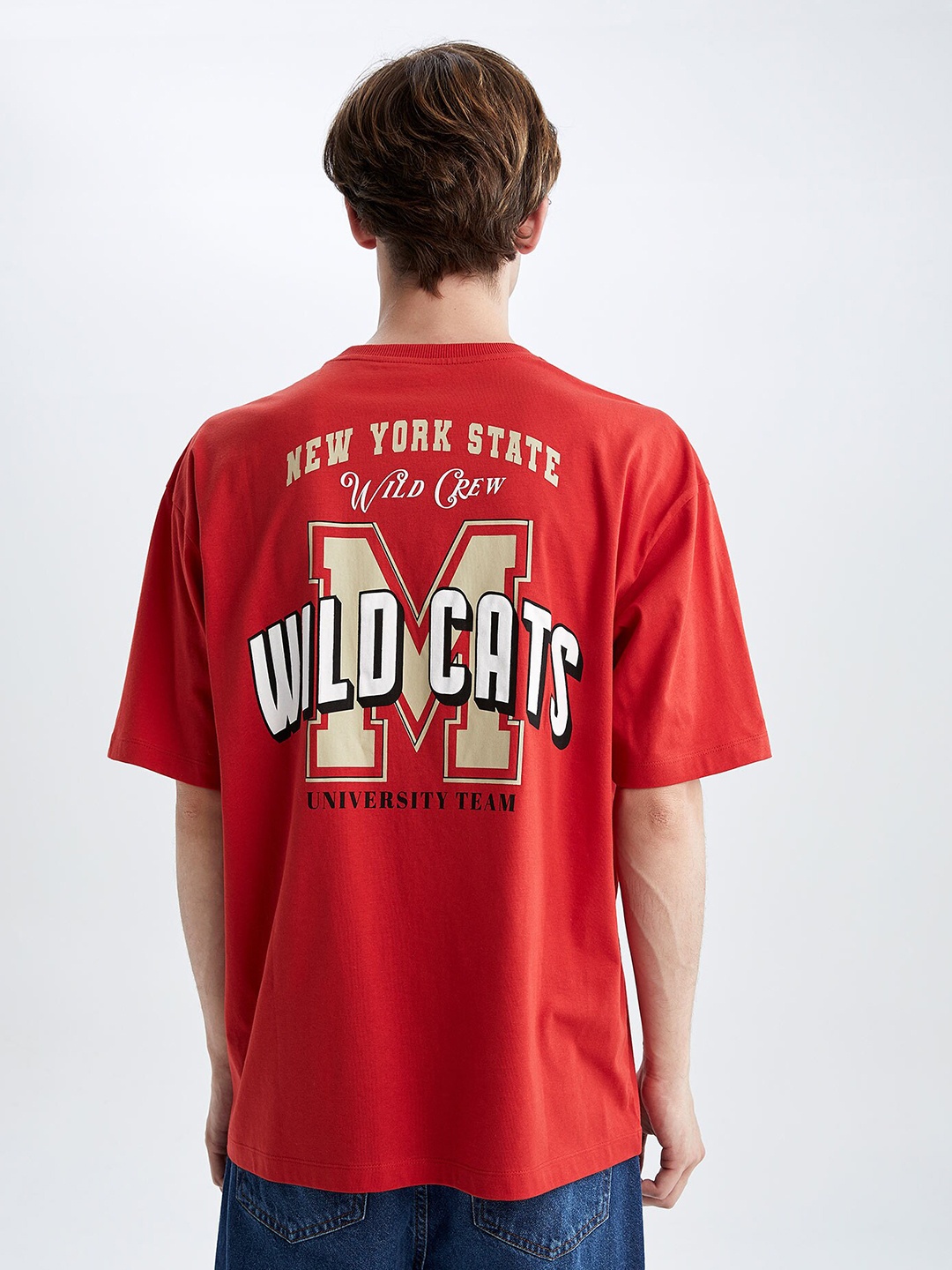 

DeFacto Men Cotton Printed T-shirt, Red