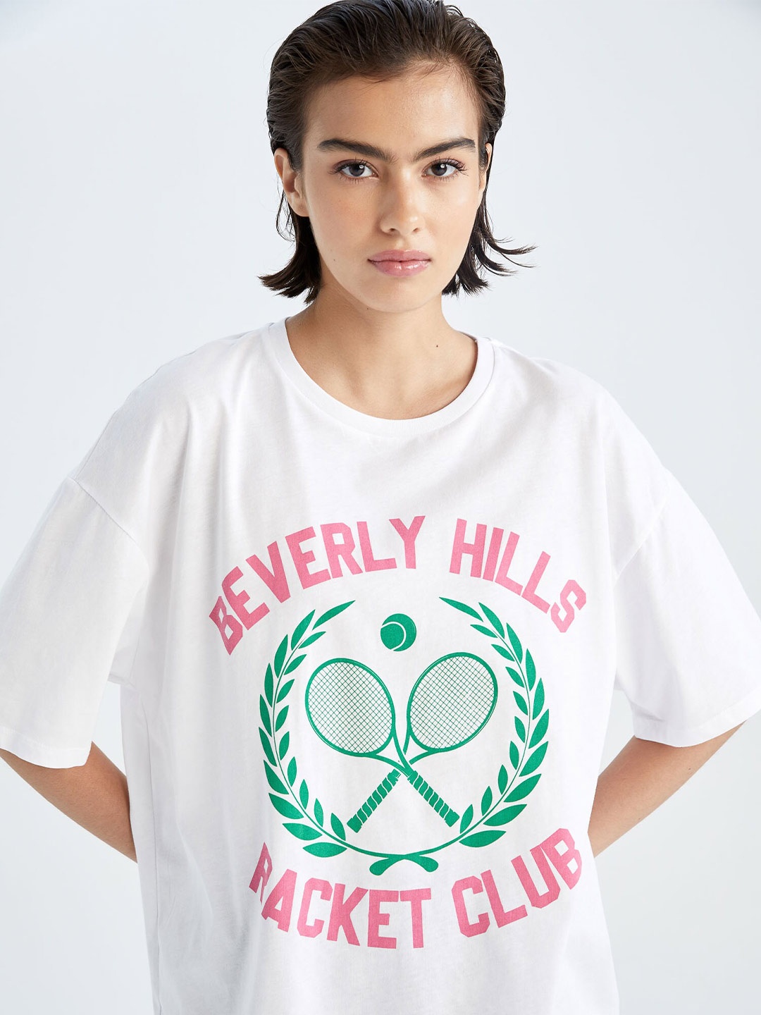 

DeFacto Women Pure Cotton Typography Printed T-shirt, White