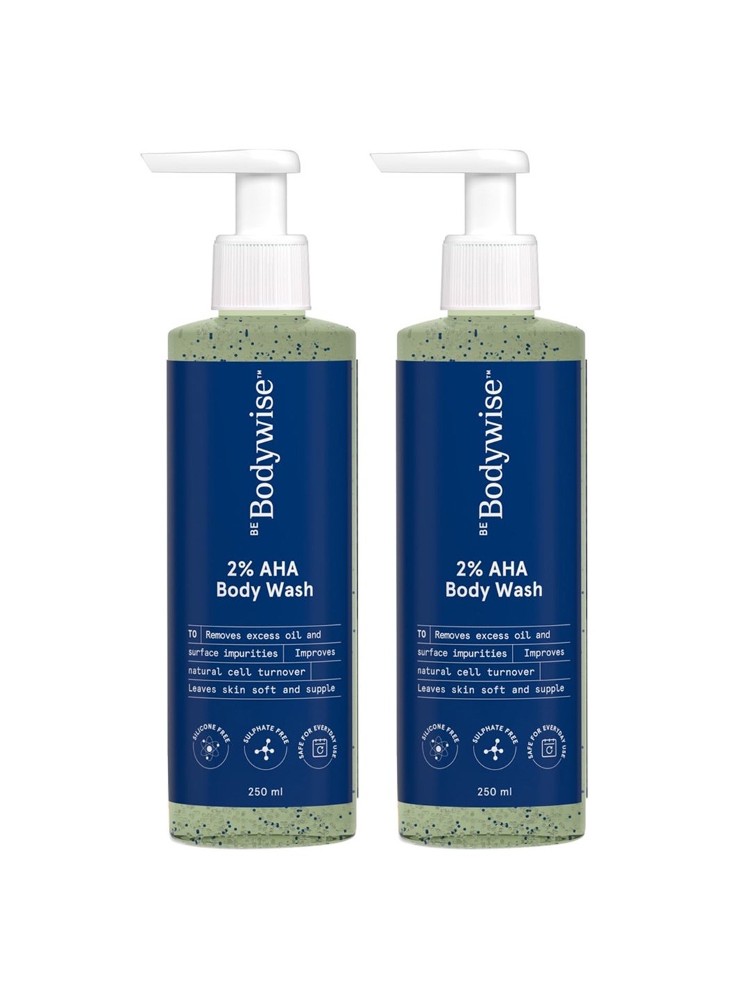 

Be Bodywise Set Of 2 AHA 2% Body Wash To Remove Excess Oil & Impurities - 250ml Each, Blue