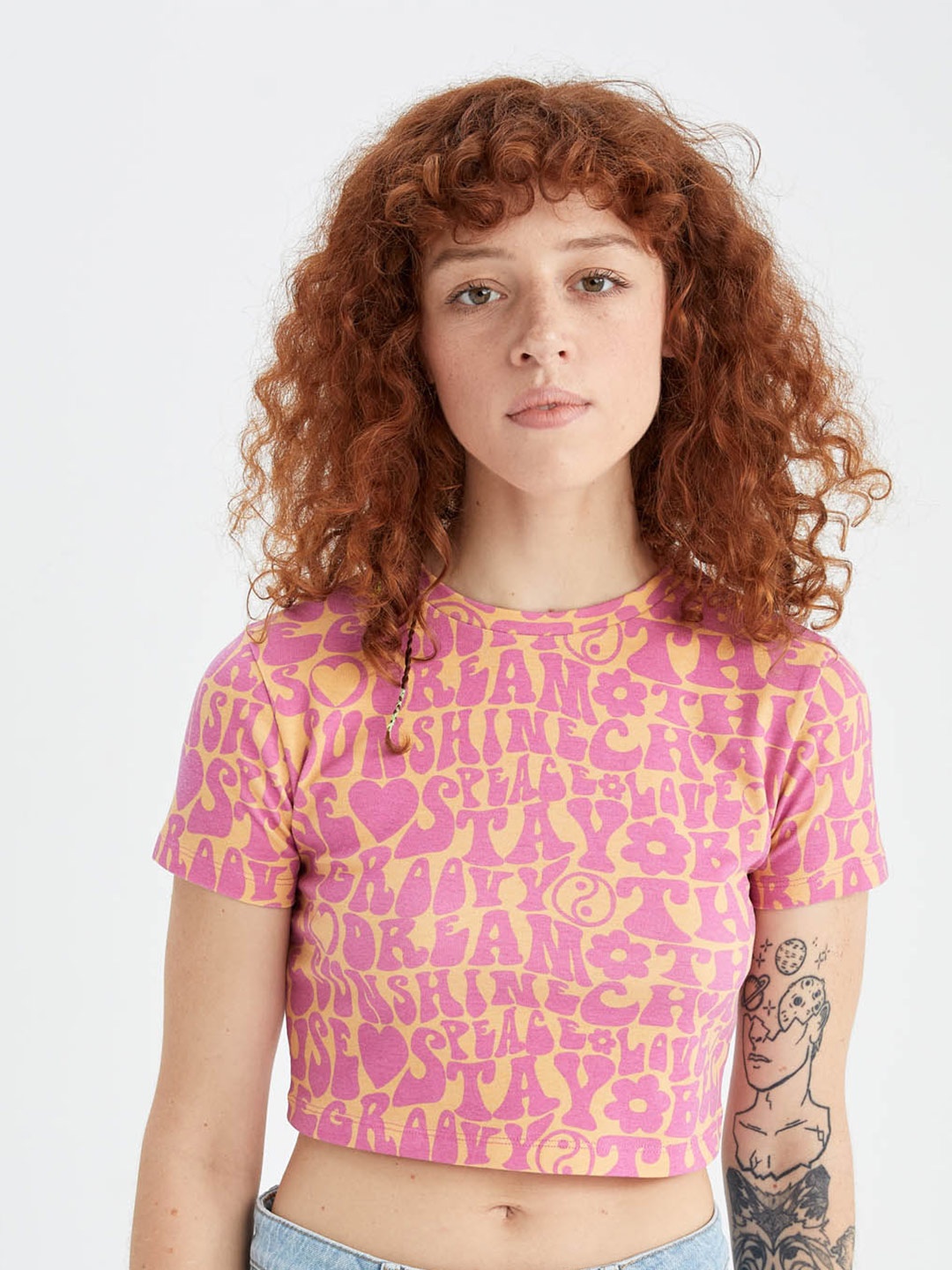 

DeFacto Women Typography Printed T-shirt, Orange