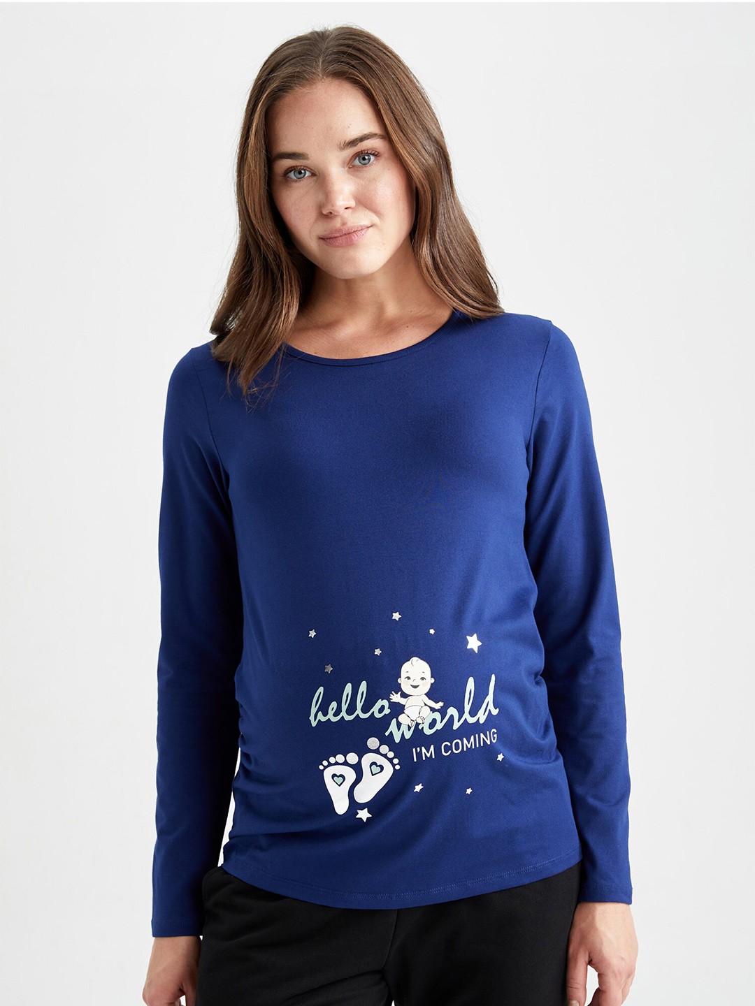

DeFacto Typography Printed Cotton T-Shirt, Navy blue