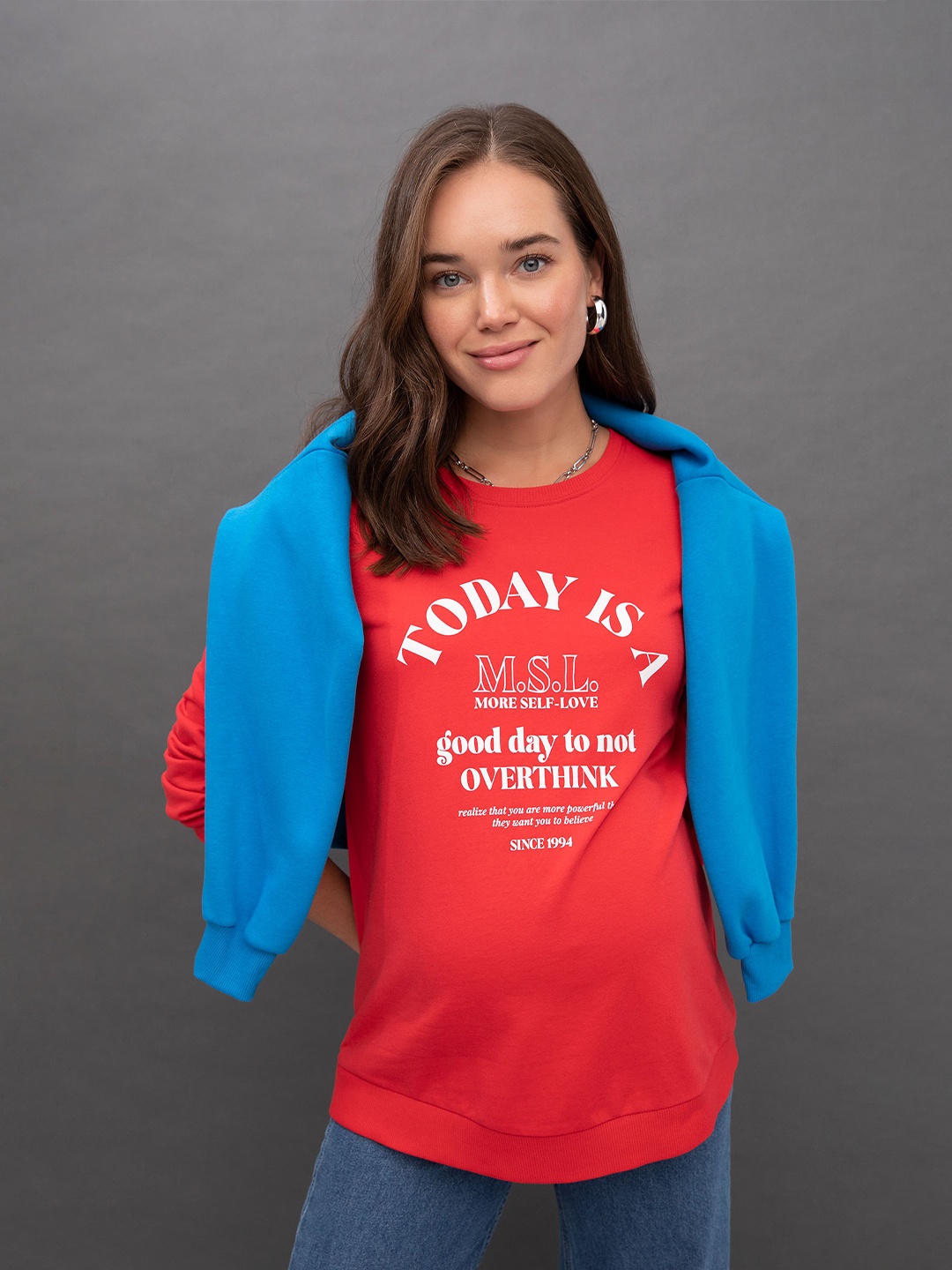 

DeFacto Women Typography Printed Cotton Pullover Sweatshirt, Red