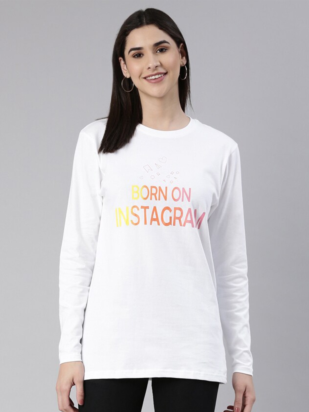 

Kryptic Women Typography Printed Oversize Fit Pure Cotton T-shirt, White
