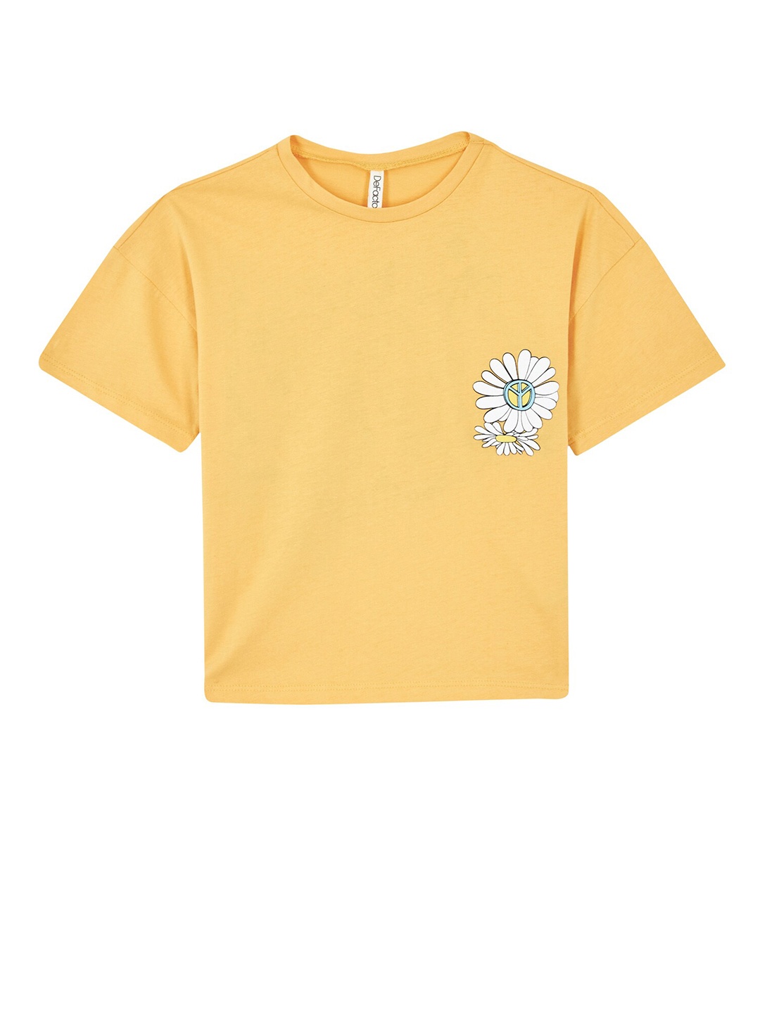 

DeFacto Girls Printed Pure Cotton T-Shirt, Yellow