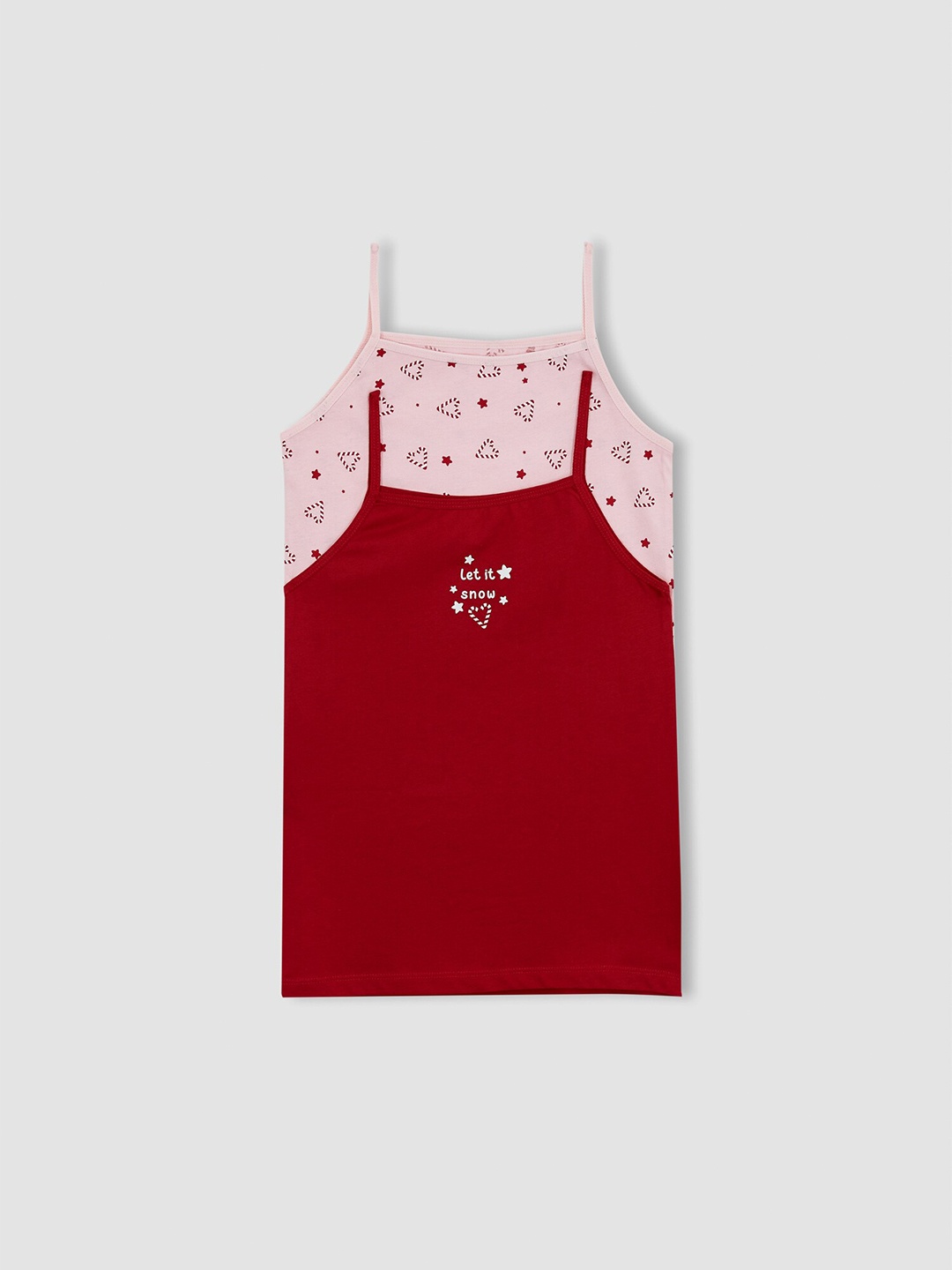 

DeFacto Girls Shoulder Straps Pure Cotton Top, Red