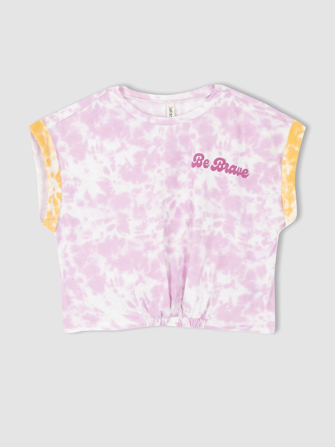 

DeFacto Girls Tie and Dye Printed Extended Sleeves Boxy Top, Pink