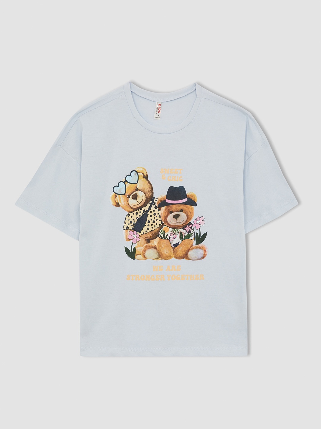 

DeFacto Girls Graphic Printed Pure Cotton T-Shirt, Blue