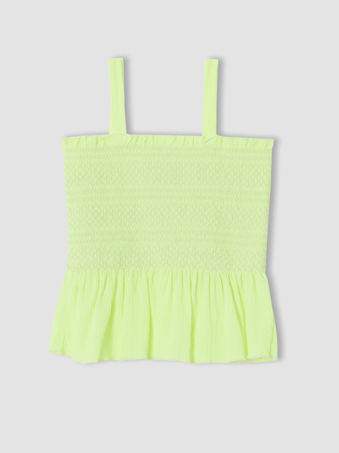 

DeFacto Girls Shoulder Straps Pure Cotton Crop Top, Green