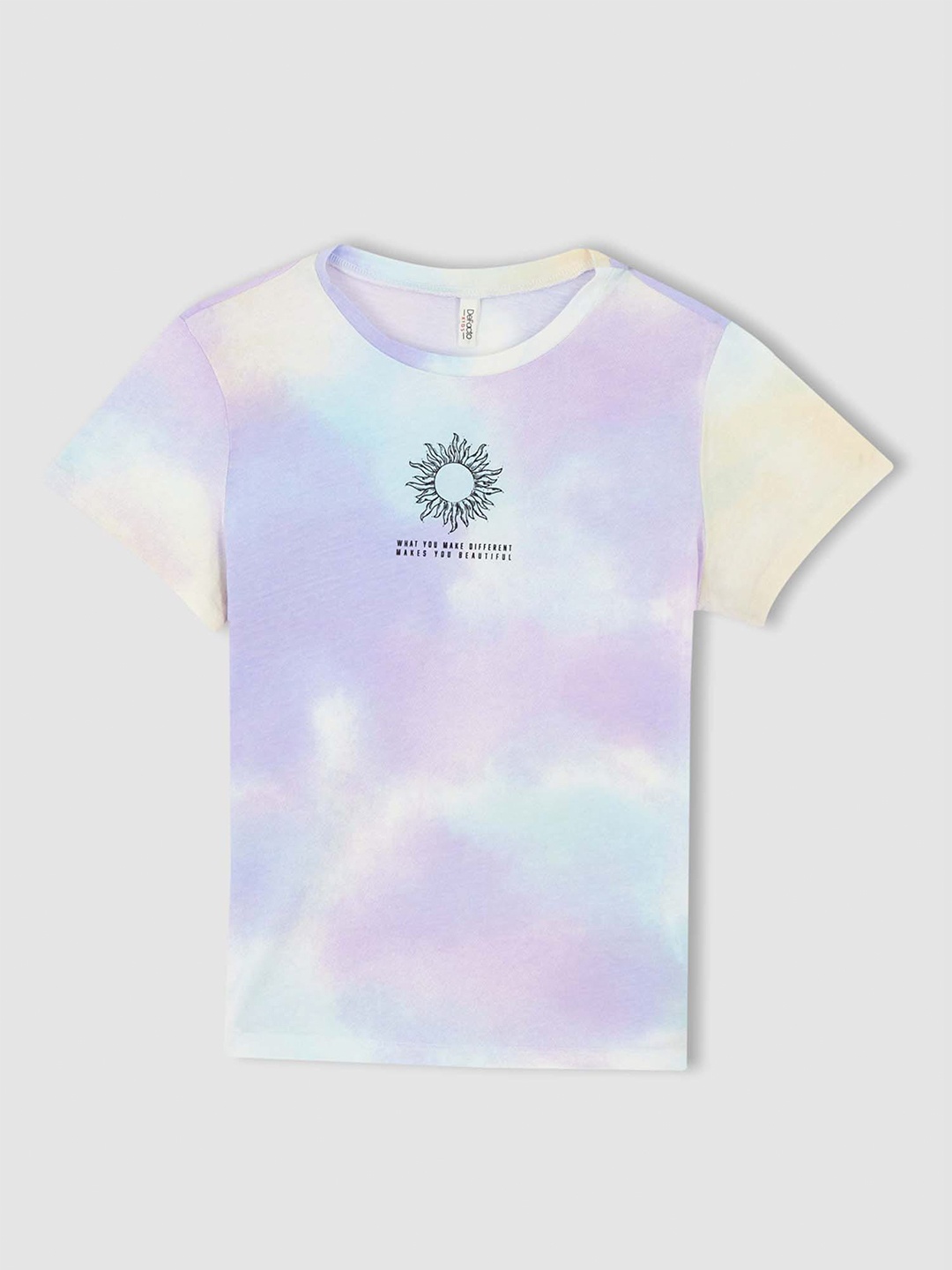 

DeFacto Girls Tie And Dye Printed Pure Cotton T-Shirt, Lavender
