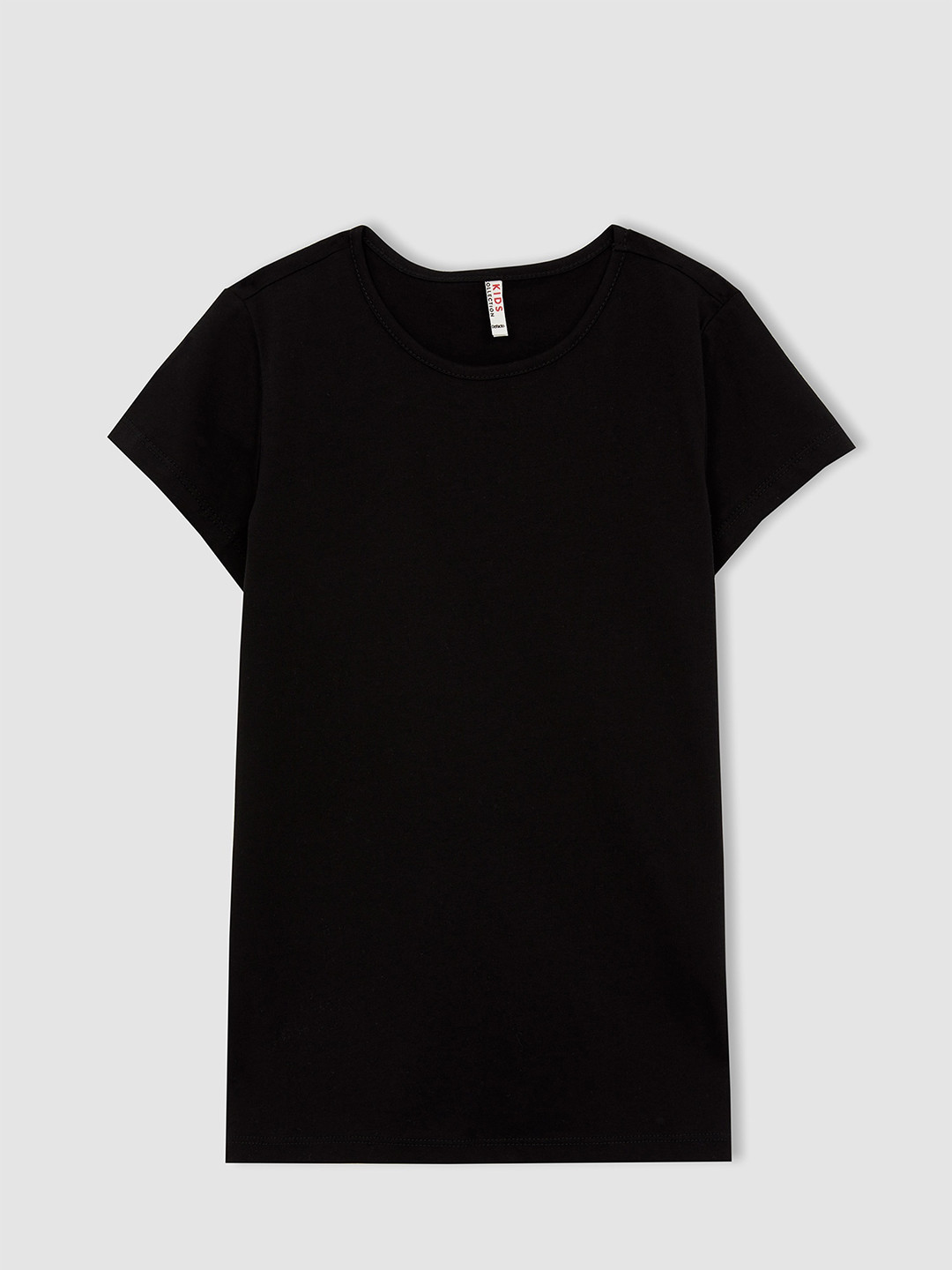 

DeFacto Girls Pure Cotton Round Neck T-Shirt, Black