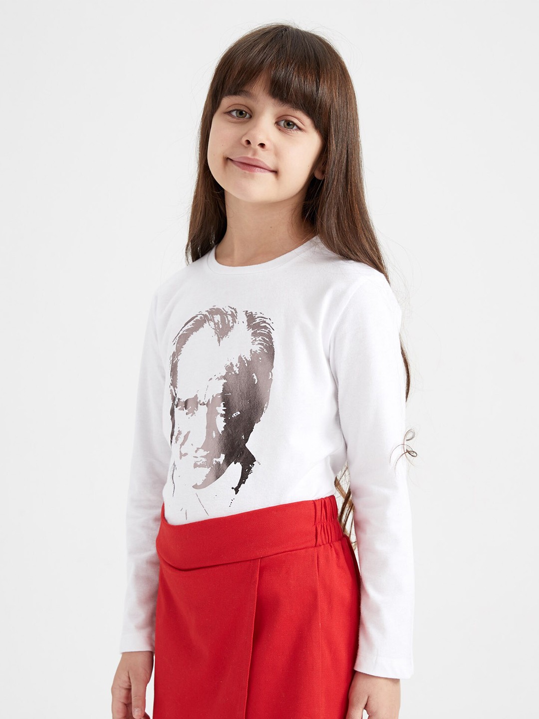 

DeFacto Girls Graphic Printed Pure Cotton T-Shirt, White
