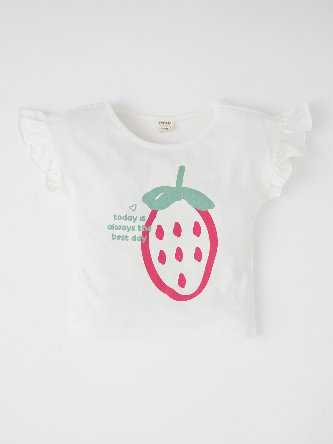 

DeFacto Girls Printed Pure Cotton T-Shirt, White