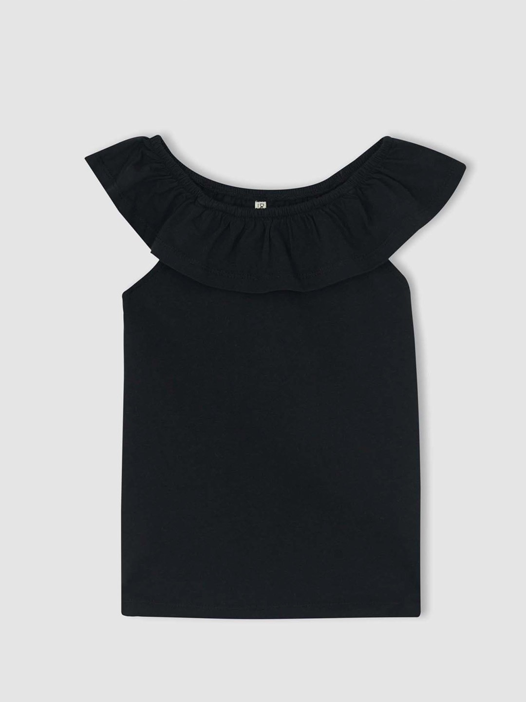 

DeFacto Girls Round Neck Pure Cotton Top, Black