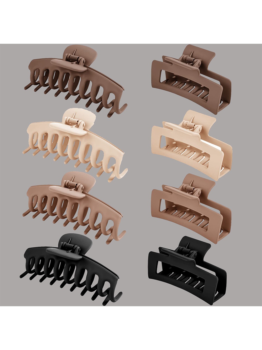 

VAGHBHATT Women Set Of 8 Large Hair Claw Clips for Thick & Thin Hair, Black