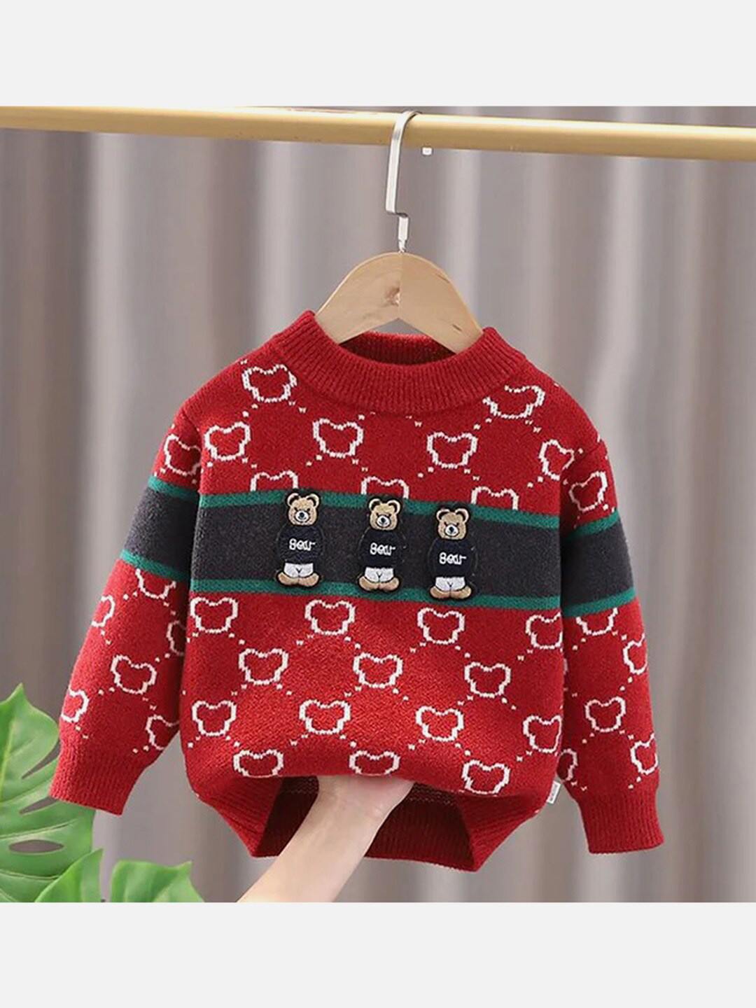 

Little Surprise Box LLP Kids Self Design Pullover, Red