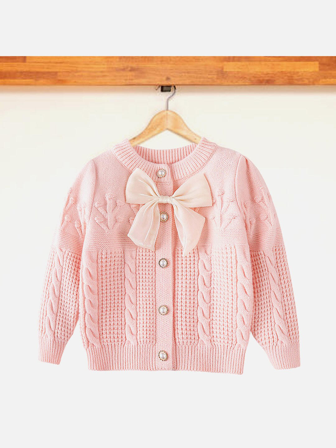 

Little Surprise Box LLP Kids Cable Knit Acrylic Cardigan, Pink