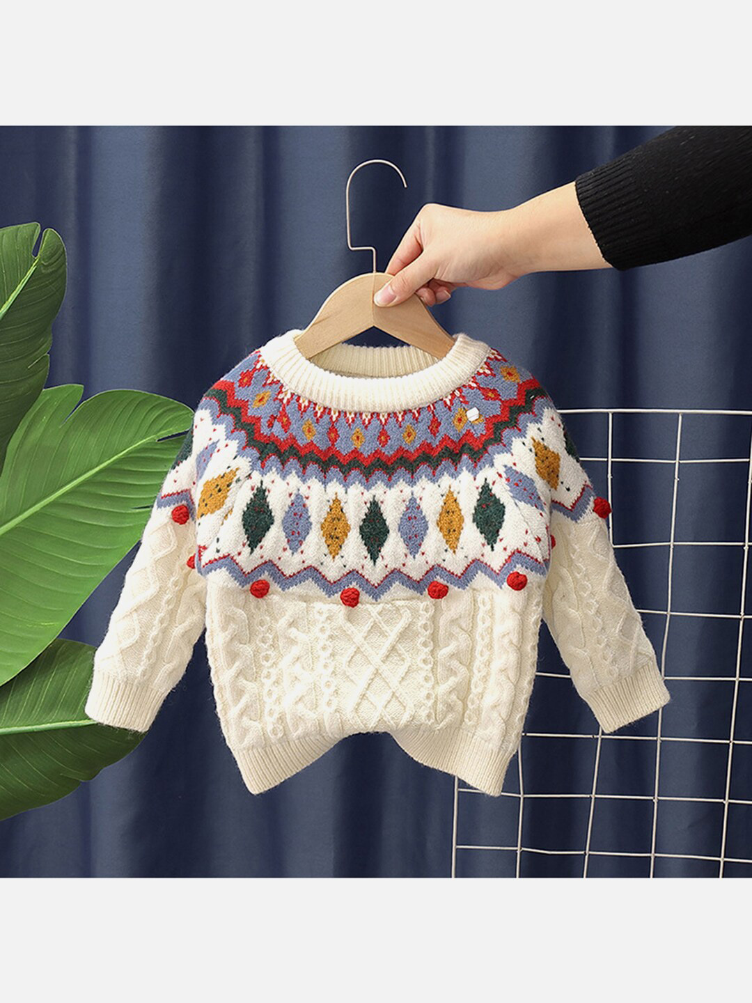

Little Surprise Box LLP Kids Cable Knit Acrylic Pullover, Cream