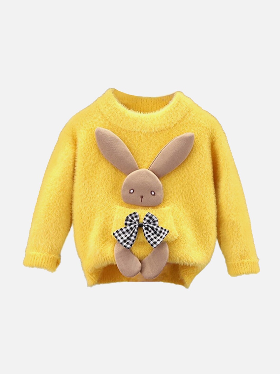 

Little Surprise Box LLP Kids Pullover with Applique Acrylic Detail, Yellow