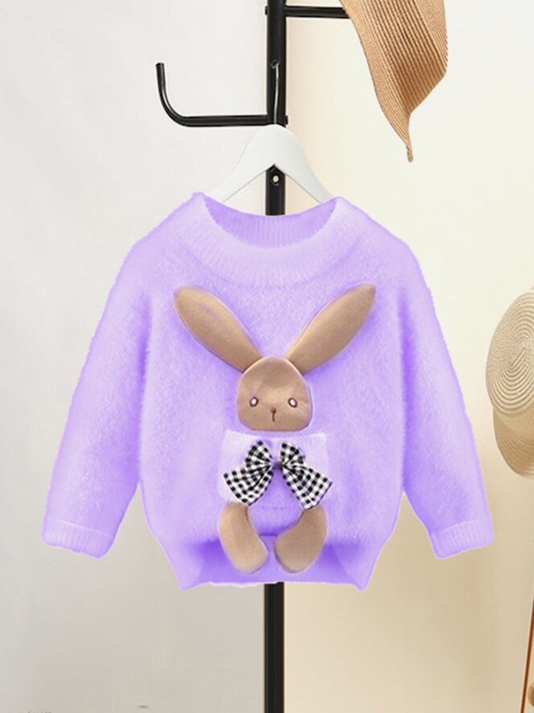 

Little Surprise Box LLP Kids Pullover with Applique Acrylic Detail, Purple