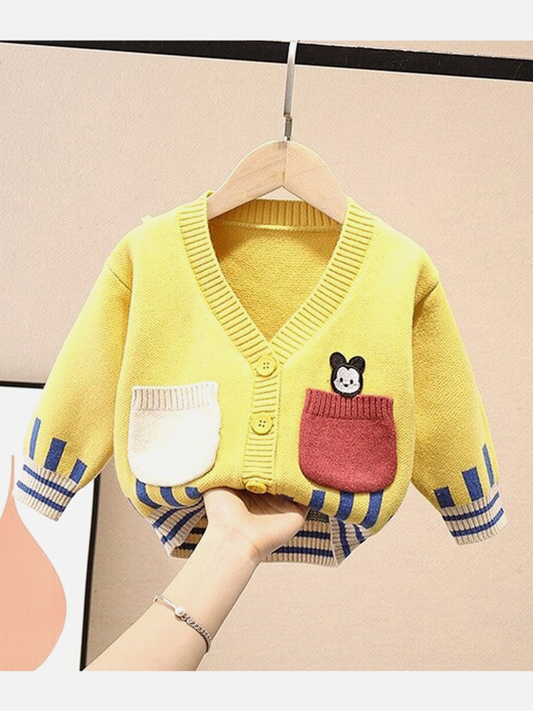 

Little Surprise Box LLP Kids Printed Acrylic Cardigan, Yellow