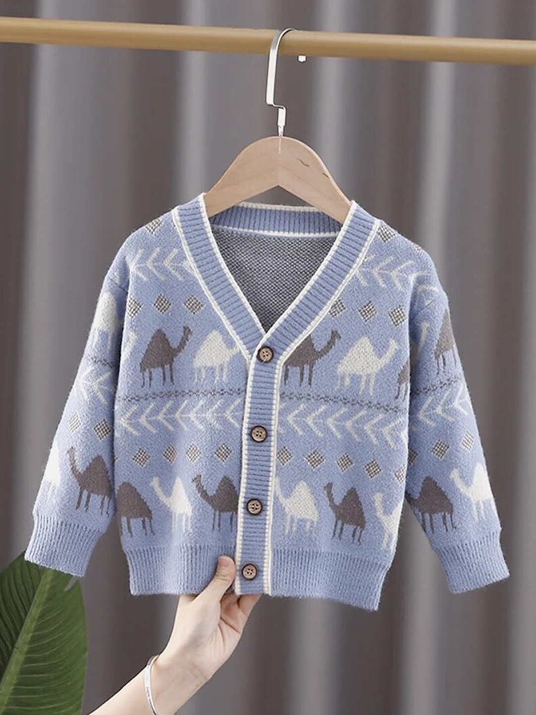 

Little Surprise Box LLP Kids Printed Acrylic Cardigan, Blue