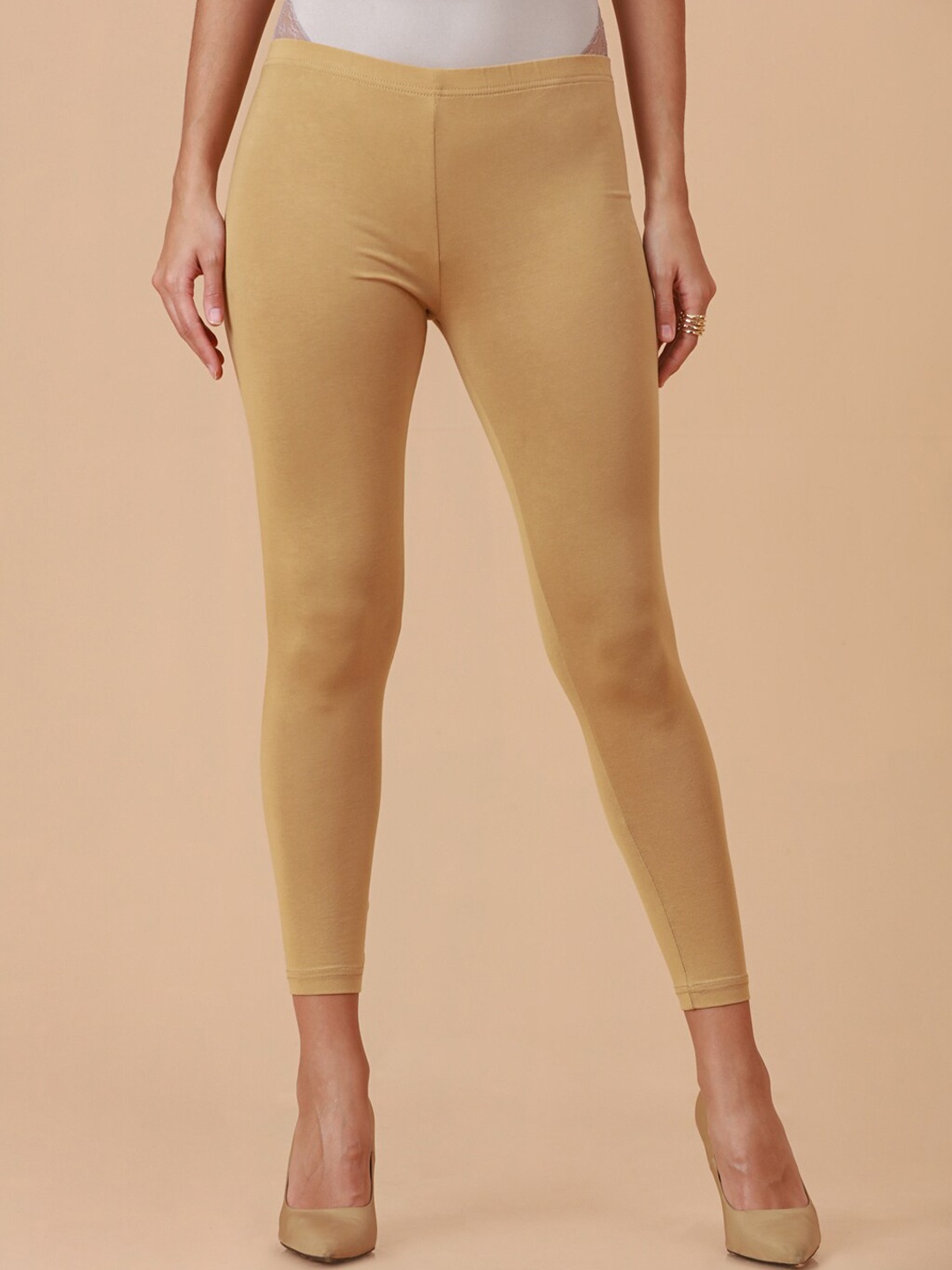 

Soch Angle-Length Cotton Leggings, Beige
