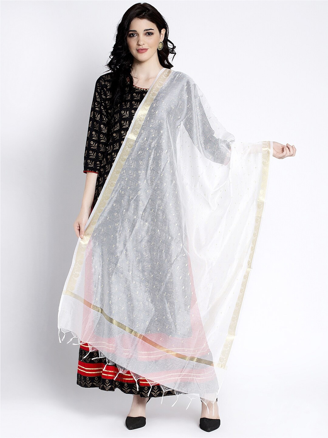 

Clora Creation Printed Cotton Blend Dupatta, White