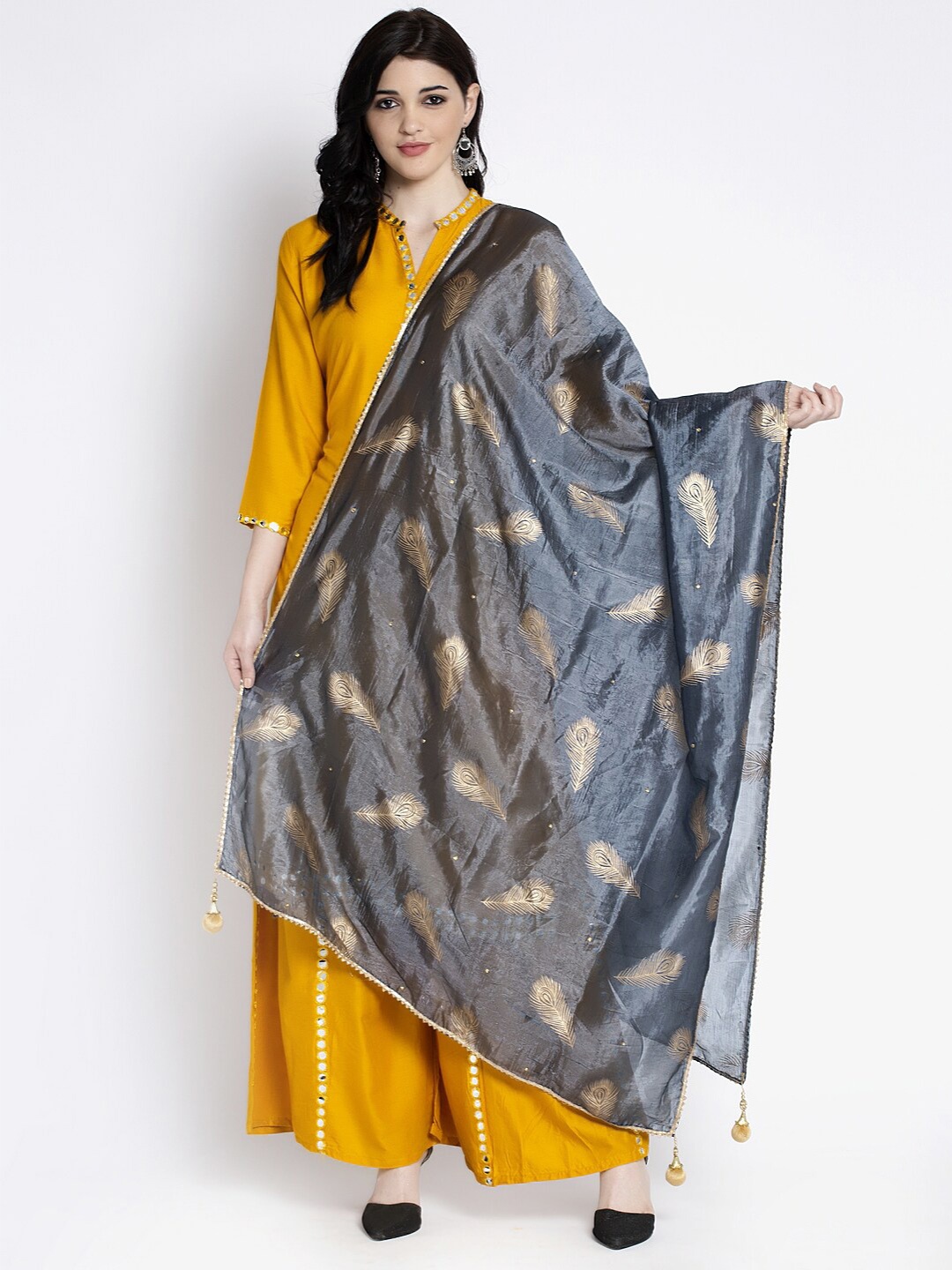 

Clora Creation Printed Silk Blend Dupatta, Grey