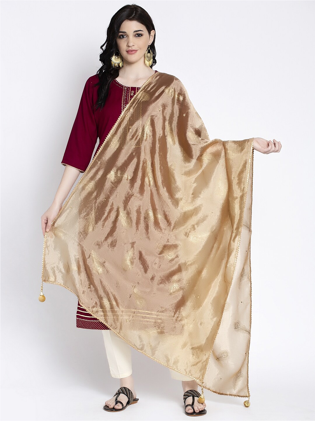 

Clora Creation Printed Silk Blend Dupatta, Beige